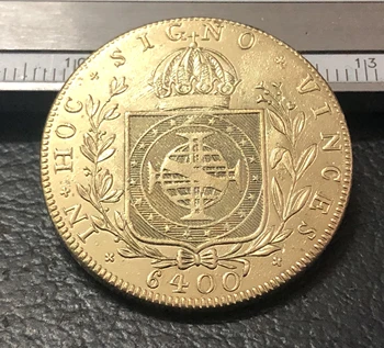 1824-R Brazilija 6400 Reis 22K Aukso Padengtą Kopijuoti Monetos