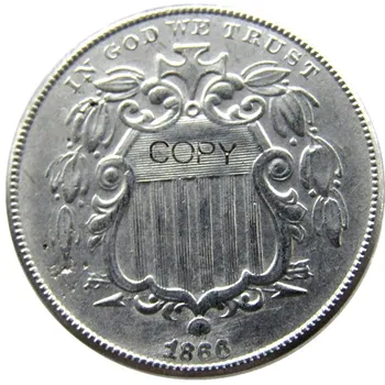 1866 Skydas Su Spinduliais Penkių Centų Nikelio Monetų Kopijos