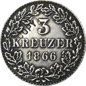 1866 vokietijos 3 Kreuzer monetos KOPIJA 17MM