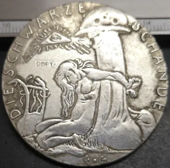 1920 ** Exonumia ** (Medaliai - Vokietija) Medalis - Mirti Schwarze Wacht am Reino Sidabro Padengtą Kopijuoti Monetos