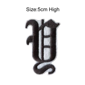 1PC A-Z 5cm aukštos anglų kalbos Abėcėlę juoda sriegio Sumaišyti Išsiuvinėta raidė Siūti ženklelis Geležies Pleistras rankovės Drabužius, kairėje krūtinės