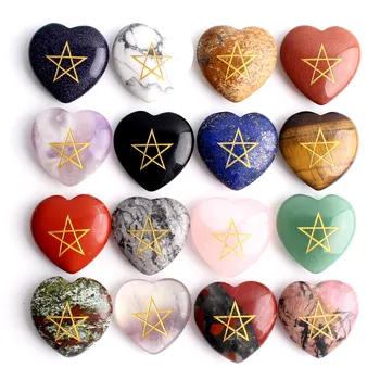 1Pc Kūrybos Gamtos penkiakampė Žvaigždė Crystal Širdies Pakabukas Kvarco Akmens Raižyti Širdies Formos Reiki Healing Moterų Meilės Dovana