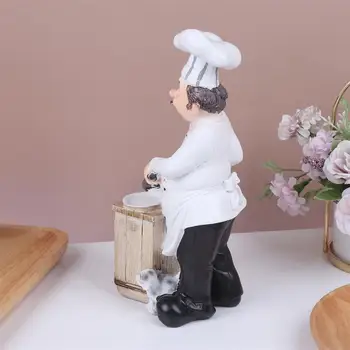 1pc Virėja Modelis Europos Stiliaus Dervos Mini Virėjas Statula Statulėlės Puošmena Restoranų Dekoratyvinės Figūrėlės (Cooking Chef)