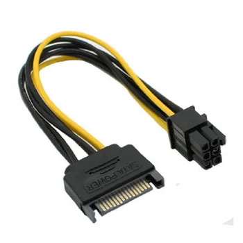 1pcs 15pin SATA Maitinimo 6pin PCIe PCI-e PCI Express Adapterio Kabeliu, skirta Vaizdo plokštė