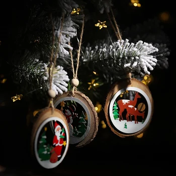 1pcs 2020 Kalėdų Naujas Medinis Dekoratyvinis Prekių Turas ažūrinės figūrinių Modelis Medinis Pakabukas Kalėdų Medžio Apdaila