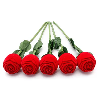 1pcs Geros Kokybės, Praktiškai Romantiška Raudona Rožė, Sužadėtuvių, Vestuvių Žiedas Langelį, Auskarai, Papuošalai, Dovanų Dėžutėje