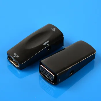 1PCS Karšto Pardavimo Moterų VGA Moterų Converter Box Adapteris su 1PCS AV Audio Kabelis, skirtas KOMPIUTERIUI su HDMI suderinamų