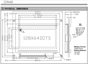 1PCS LCM12864R 128x64 Taškų Grafinis Žalia Spalva Backlight LCD Ekrano modulis ST7920 Valdytojas Naujas