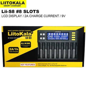 1pcs LiitoKala Lii-S8 Baterijos Įkroviklio 3.7 V 18650 Li-ion 1.2 V AA aaa NiMH + 4pcs Lii-48S 21700 4800mAh Įkraunamas baterijas