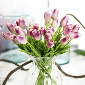 1Pcs medžiagos Tulpių Dirbtinių Gėlių Nekilnojamojo Touch Dirbtinių Puokščių Netikrą Gėlių, Vestuvių Dekoravimas Gėlėmis Namų Šaliai Dekoro