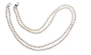 2 eilutės 9-10mm pietų jūros baroko balta perlų vėrinį 18