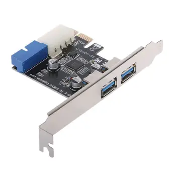 2 Prievadai USB 3.0 PCI Express Priekinis Skydelis su Valdymo Kortelės Adapterį 4Pin 20 Pin