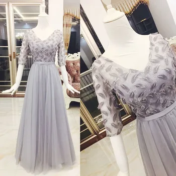 2017 naujas Bridesmaid, Suknelės plius dydžio akcijų pigius pagal $50 seksualus romantiška sesuo paprastas elegantiškas mados v kaklo pilka sidabro ilgai