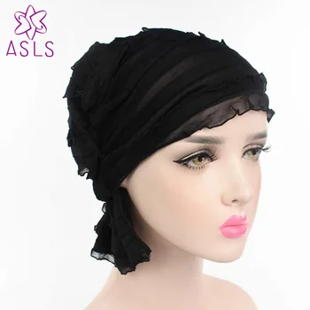 2017 naujas Mados Pynimas stiliaus Chemo Aukštos kokybės reklamos Beanie Skrybėlių Šalikas musulmonų Turbaną Skrybėlės moterims