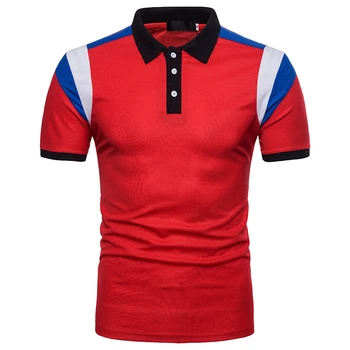 2018 m. ES dydžio vyriški polo Marškinėliai Drabužių elastinga Mados Fitneso Atsitiktinis trijų spalvų kratinys spalva vyrų Polo marškinėliai Nemokamas Pristatymas