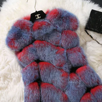 2018 m. fox fur megztinis be rankovių reguliariai Casacos Femininos kailio liemenė kailis diamond nauja moteriška liemenė