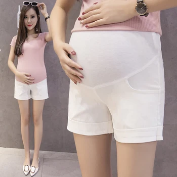 2019 grynos medvilnės paaukštintu liemeniu Motinystės Šortai motinystės drabužiai šortai nėščioms moterims nėščioms moterims džinsinio šortai vasarą