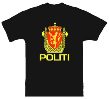2019 Kietas Policijos Logotipą Norvegija Politi Norvegijos Kietas Black Unisex Marškinėliai Tee