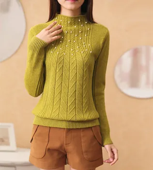 2019 m. moterų nauja nagų granulių pusiau golfo core susuktų siūlų megztas megztinis