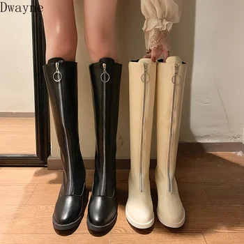 2019 m. rudens žiemos nauji ilgi batai moterims, Europos, Amerikos mados priekinis užtrauktukas gražus riteris batai storio su knee-High batai
