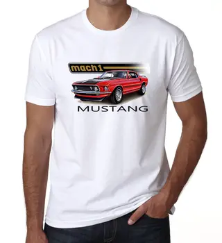 2019 Mados Karšto pardavimo Mustang Mach 1 1969 T shirt Mens italijos automobilių gerbėjai Viršuje Racings Automobilių Balta DT Tee marškinėliai