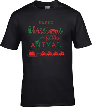 2019 Mados Linksmų Kalėdų Jums Nešvari Gyvūnų T-Shirt Juokingas Šeimos Kalėdų Dovana Unisex Tee