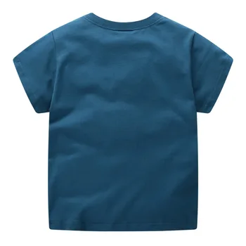 2019 Naujas Prekės ženklas Vasaros 2-7 metų Vaikams, kūdikių berniukų, animacinių filmų Siuvinėjimo Paplūdimio autobusu automobilių Trumpas O-kaklo Kokybės Medvilnės marškinėliai Topai marškinėliai