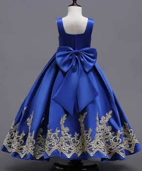 2019 Princess Blue Ilgai, Mergaitė Pirmoji Eucharistija Šalis oficialią vestuvių Suknelė Aukso Sijonas gėlių mergaitė vaikai vakaro suknelės