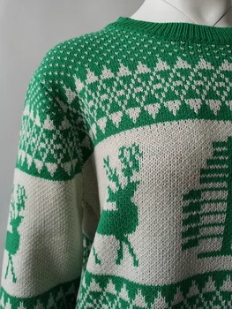 2019 Žiemos Klasikinis Elnias Spausdinti Megzti Kalėdų Džemperis Puloveriai Plius Dydis Streetwear Ilgomis Rankovėmis Priežastinis Džemperiai