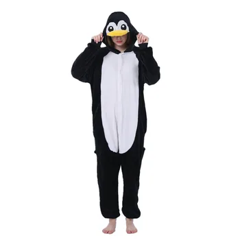 2019 Žiemos Pingvinas Pižama Gyvūnų Sleepwear onesie Kigurumi Moterys Vyrai Unisex Suaugusiųjų Flanelė Nightie Namų drabužių Rinkiniai