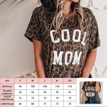 2020 COOL MAMA Laiškas Leopard Atspausdintas T-shirt Moterims trumpomis Rankovėmis Mados Vasaros Prarasti Tee Mama Atsitiktinis marškinėliai Moterų Topai