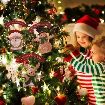 2020 Kalėdų Raštais, Ornamentais, Medinės Doorplate Santa Pakabos Pakabukas Papuošalai Kalėdų Lėlės Šalies Namų Dekoracijos