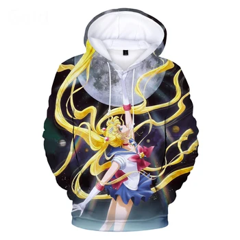 2020 Karšto Anime Sailor Moon 3D Hoodies Vyrai Moterys Mados Hip-Hop Puloveris Aukštos Kokybės Vaikai Hoodie Megztiniai Berniukams, Mergaitėms Viršūnės