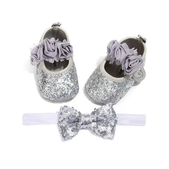 2020 m. nauja baby girl kūdikių china bow lovelę batai + lankelis princesė pirmą batai