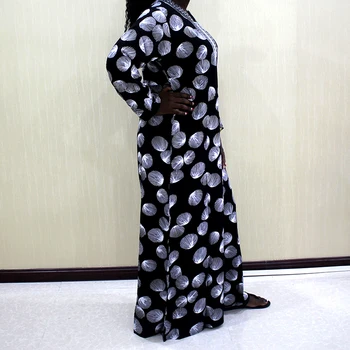 2020 m. Naujo Dizaino Afrikos Drabužiai Moterims Rudenį Long Sleeve V-kaklo Megztinis Maxi Suknelė Garantuoja Spausdinti Musulmonų Mados