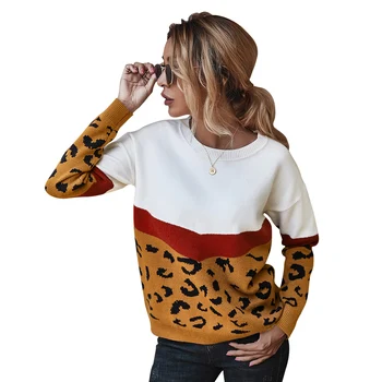 2020 M. Rudens Žiemos Moheros Leopard Džemperis Moterims Puloveris Plius Dydžio Moteriški Megztiniai Aukštos Kokybės Megztas Negabaritinių Megztinis Jumpe