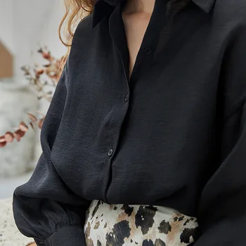 2020 m. rudenį juoda sexy temperamentas marškinėliai ilgomis rankovėmis darbo atsitiktinis palaidinė moterims