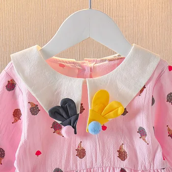 2020 m. vaikų pavasarį ir rudenį naujų mergina ilgomis rankovėmis suknelė vaikų medvilnės baby cute lėlės apykaklės princesė suknelė