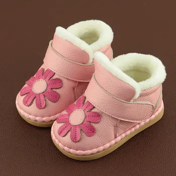 2020 M. Žiemą Gėlių Natūralios Odos Baby Girl Sniego Batai Kūdikiams, Vaikiška Pirmą Vaikštynės Princesė Mergina Žiemos Batų Kūdikių Mokasinai