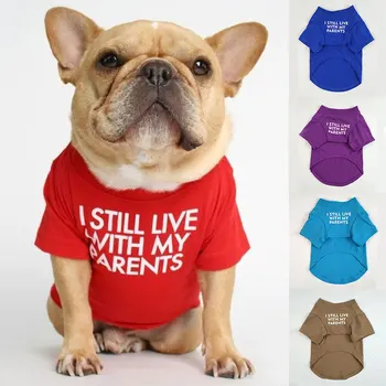 2020 Mados Laiškai Spausdinami Vasaros Šunų T-shirt Kalėdų Šunų Drabužius prancūzų Buldogas Minkštas Kvėpuojantis Pet Kostiumas Šunų Drabužius