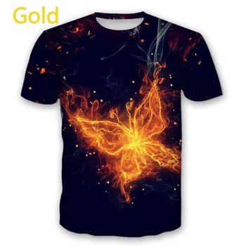 2020 Naujas Mados Gaisro Mergina 3D Atspausdintas T-shirt Vyrams Aukso Phoenix Vasaros Atsitiktinis O-kaklo vyriški trumparankoviai Plius Dydis XS-5XL