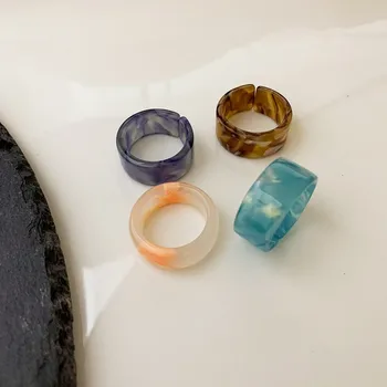 2020 Naujų korėjos Mados Akrilo Dervos Atidaryti Žiedai Vyrams, Dantytais Žiedais brincos bijoux femme, Šaliai, Papuošalai