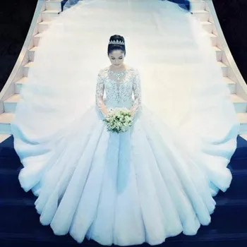 2020 Užsakymą Princesė Naujo Dizaino Kamuolys Suknelė Vestuvių Suknelės Ilgomis Rankovėmis Puošnios Vestuvinės Suknelės Vestidos De Novia Mariage Suknelė