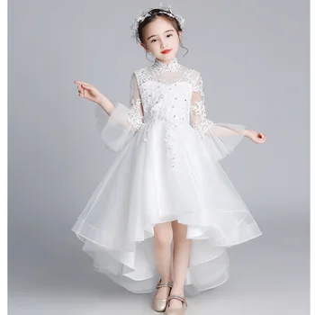 2021 Balta Merginos Princesė Suknelės Appliques nėrinių Gėlių mergaičių Suknelės Gimtadienis, Vestuvės, 10 12 Metų Vaikas Šalies Komunijos Suknelės