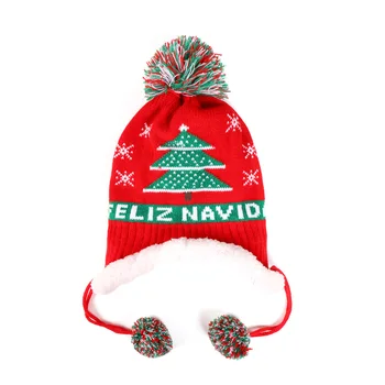 2021 M. Vaikų Mergaičių Kalėdos Kepurės Kūdikiams Kalėdų Skrybėlę Storas Šiltas Gėlių Vilna, Mezgimo Kepurė Earmuffs Mezgimo Kepurė Accesorries