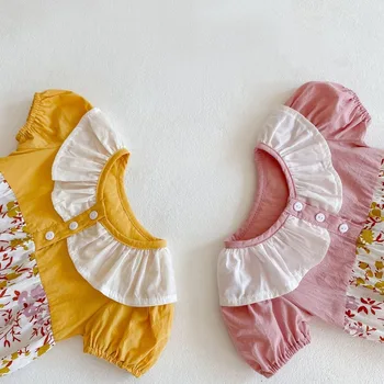 2021 m. vasarą naujų apvalios kaklo trumparankoviai gėlių kūdikių Romper laipiojimo drabužius leotard naujagimių mergina drabužiai