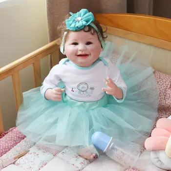 2021 Naujas 55cm Tikroviškos Lėlės Bamblys Kūdikiams Tikroviška Šypsosi Princesė Mergina Žaislas Kalėdų