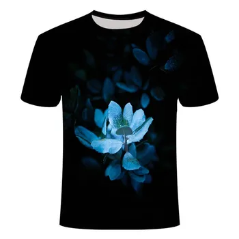 2021 T-shirt Ladies/Vyrams Gėlių 3D T-shirt Harajuku T-shirt Gatvės Hip-Hop Vasaros Augalų 3D Spausdinimo trumpomis Rankovėmis T-shirt