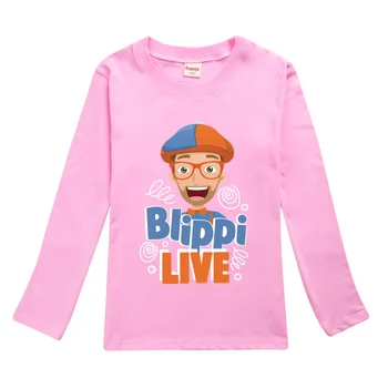 2021 Vasaros BLIPPI Animacinių filmų Grynos Medvilnės Vaikų Viršuje BLIPPI Berniukų Long Sleeve T-shirt vaikams drabužių mergaitėms nuo 2 iki 16 paauglių