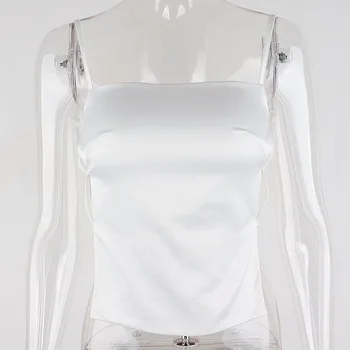 2021 Vasaros Drabužių Moterų Berankovis Milkmaid Apkarpytos E-mergina Sexy Juosmens Tuščiaviduriai Iš Baltos Cami Viršų Plonu Dirželiai Y2K Clubwear